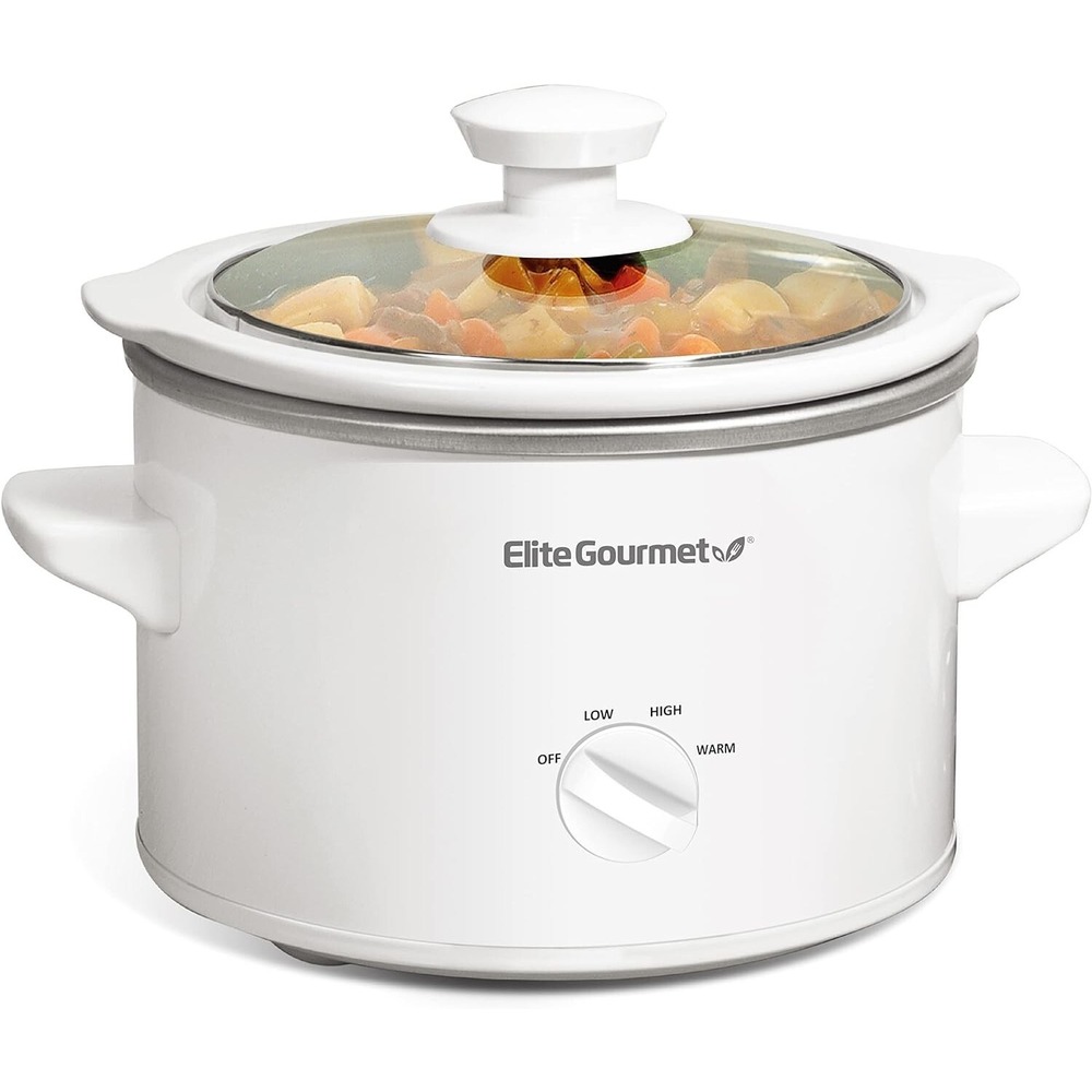 Elite Gourmet MST-250XW# Electric Slow Cooker Ceramic Pot Adjustable Temp 1.5Qua
